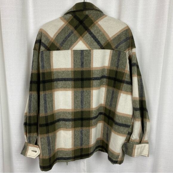 Zara Blogger Favorite Green&Beige Wool Blend Plaid Shacket Sz.M - Picture 11 of 15